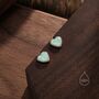 Sterling Silver Green Opal Heart Stud Earrings, thumbnail 5 of 11