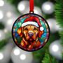 Labrador Fox Red In Santa Hat Suncatcher Decoration, thumbnail 4 of 6