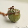 Moss Olive Green Acorn Necklace, thumbnail 1 of 8
