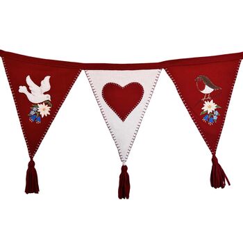 Edelweiss Christmas Bunting In Red And Cream Wool, 4 of 4