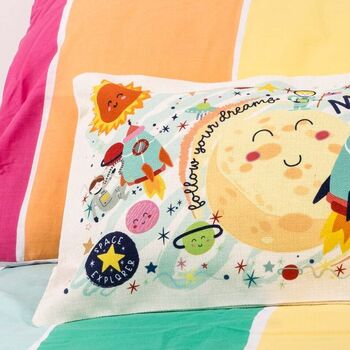 Outer Space Themed Personalised Kids Cushion, 5 of 7