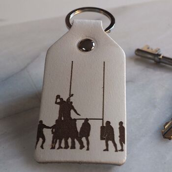 Rugby Fan's Leather Key Ring, 3 of 12