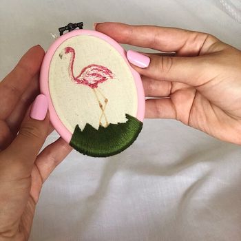 Flamingo Embroidery Hoop, 5 of 7