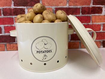 Cream Metal Potato Storage Tin – 21cm, 5 of 9
