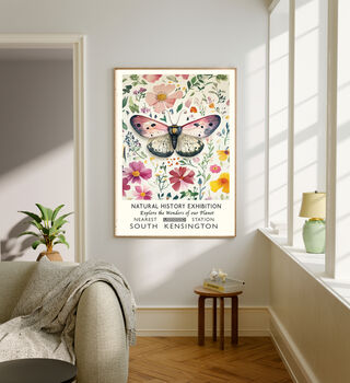 Natural History Museum Pink Butterfly Art Print, 4 of 4