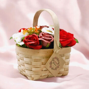 Soap Flower Bath Bomb Gift Set In Wicker Gift Basket, 2 of 6