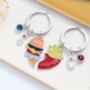 Personalised Pair Of Best Friends Burger And Fries Keyrings, Matching Set, thumbnail 2 of 7