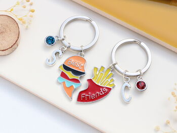 Personalised Pair Of Best Friends Burger And Fries Keyrings, Matching Set, 2 of 7