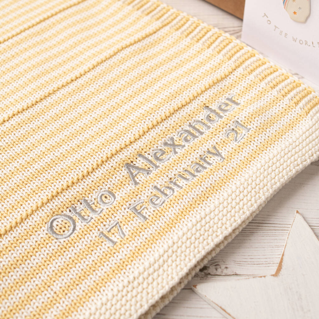 Personalised Unisex Fine Stripe Baby Blanket, 1 of 12
