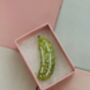 Green Pickle Glitter Resin Brooch / Gift For Pickle Lovers / Gherkin Inspired Jewellery / Dill Pickle Brooch, thumbnail 2 of 6