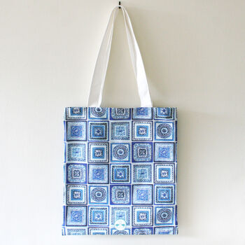 Portugal Tiles Blue And White Canvas Shopping Bag, 2 of 8