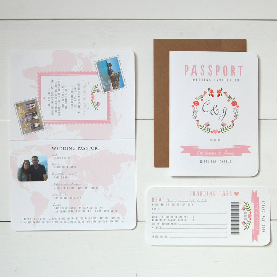 'Floral' Passport To Love Wedding Invitation And RSVP By ditsy chic ...