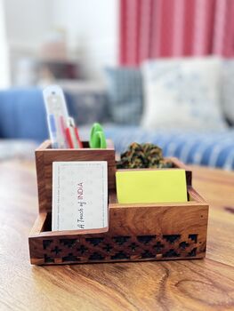 Desk Caddy, Indian Rosewood Desk Organiser, 10 of 11