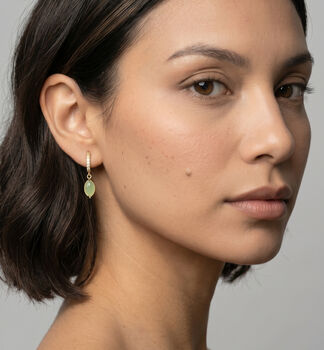 Nekomeishi Semi Precious Green Cats Eye Earrings, 2 of 5