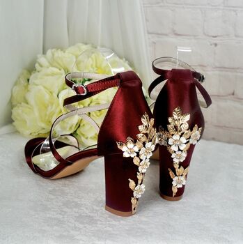 Block Heel Bridal Shoes With Cherry Blossom, 6 of 10