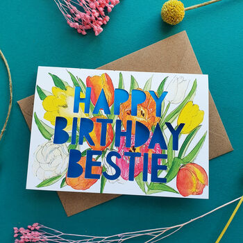 Happy Birthday Bestie Paper Cut Birthday Card, 2 of 4