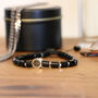 Men's Compass Bead Adjustable Black Agate Bracelet, thumbnail 1 of 5