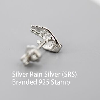Sterling Silver Pair Of Hand Stud Earrings, 11 of 12