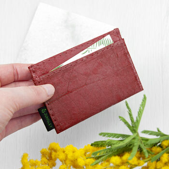 Vegan Teak Leaf Leather Card Holder, 10 of 12