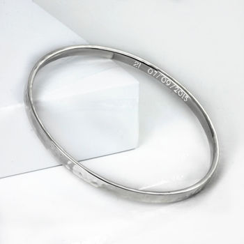 Personalised Hammered Sterling Silver Bangle, 5 of 6