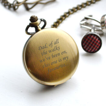 Engraved Twin Bronze Pocket Watch With Windowed Lid, 2 of 4