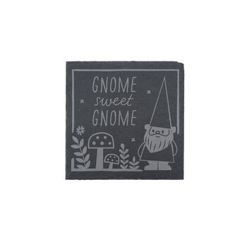 'Gnome Sweet Gnome' Square Slate Coaster, 2 of 2