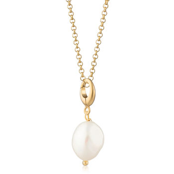 18ct Gold Baroque Pearl Charm Necklace, 2 of 5
