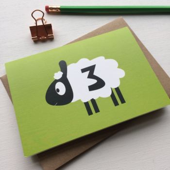 Sheep Third Birthday Card, 2 of 2