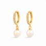 Shinju 18 K Gold Plated Pearl Hoops Huggies, thumbnail 1 of 6
