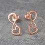 Infinity Heart Outline Sterling Silver Stud Earrings, thumbnail 3 of 5