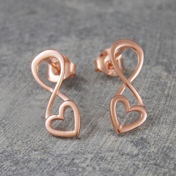 Infinity Heart Outline Sterling Silver Stud Earrings, 3 of 5