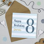 Candy Stripe 8th Birthday Card, thumbnail 3 of 7