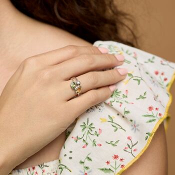 Silver Ring With Peridot, Pearl And Citrine, 2 of 7