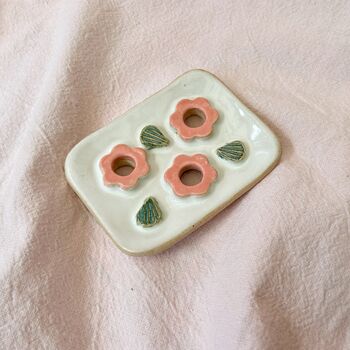 Ceramic Soap Dish With Pink Flowers, 2 of 3