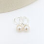 Sterling Silver Round Pearl Huggie Hoop Earrings, thumbnail 5 of 5