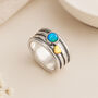 Personalised Sterling Silver Heart And Opal Spinner Ring – 10mm, thumbnail 1 of 7