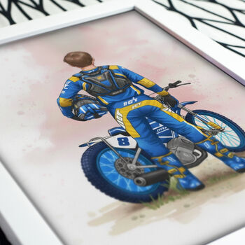 Personalised Speedway Rider Print, 3 of 7