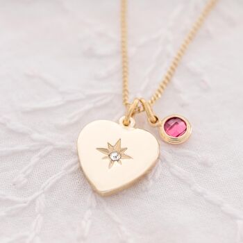 Celestial Heart And Birthstone Personalised Necklace, 3 of 7