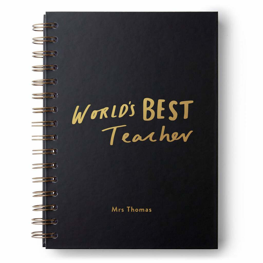 World's Best Teacher Hardback Personalised Notebook By Old English Company