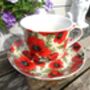 Large Cup And Saucer In Vibrant Red Poppy Design, thumbnail 3 of 8