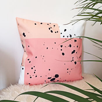 Orange And Peach Speckle Print Cushion Cover, 5 of 5