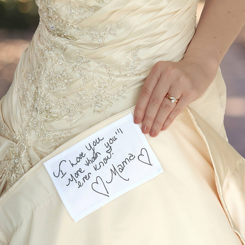 Personalised Handwriting Wedding Dress Label, 1 of 5