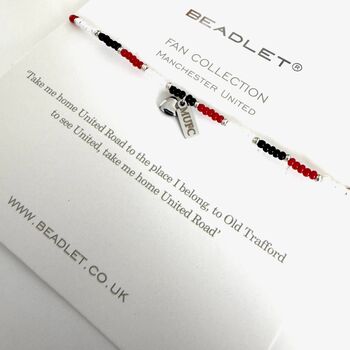 Manchester United Football Fan Mufc Bracelet With Heart Charm, 2 of 7