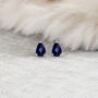 Mini Sterling Silver Teardrop Sapphire Stud Earrings, thumbnail 3 of 8