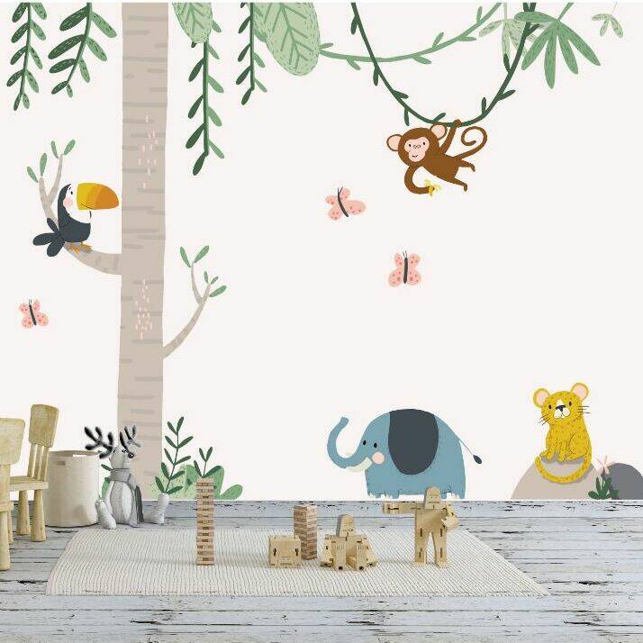 large animals jungle zoo wall sticker decal children/kids room mural gift toy 