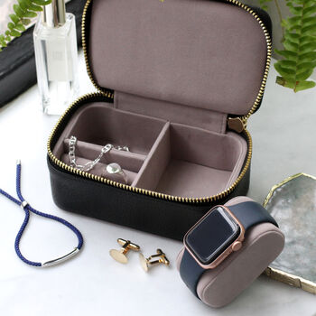 Unisex Personalised Luxury Leather Travel Jewellery Box, 4 of 6