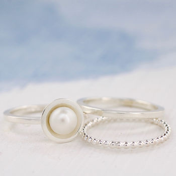 Pearl Stacking Ring Set. Sterling Silver, 10 of 12