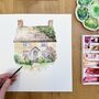 Cottage Watercolour New Home Card, thumbnail 2 of 3