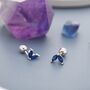 Sapphire Blue Cz Marquise Leaf Duo Barbell Earrings, thumbnail 1 of 11