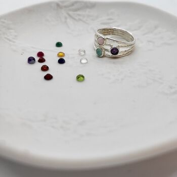 Personalised Mixed Gems Silver Ring, 8 of 11
